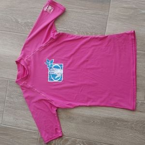 EUC Body Glove Juniors Size Large Short Sleeve Rashguard, Pink